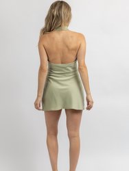 Satin Cocktail Hour Halter Dress