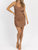 Satin Cowl Mini Dress - Bronzed Brown