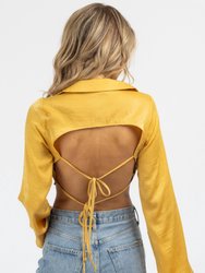 Satin Open Back Collared Crop