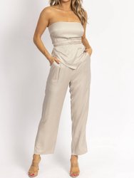 Scarf Top + Pleated Pant Set - Stone