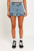 Seam Detail Denim Short In Blue - Blue