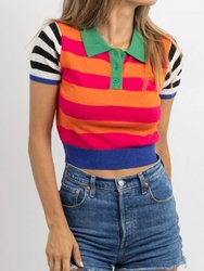 Stace Stripe Knit Top - Neon