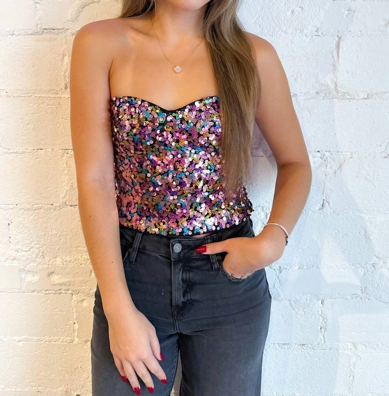 Starry Night Sequin Tube Top In Mauve