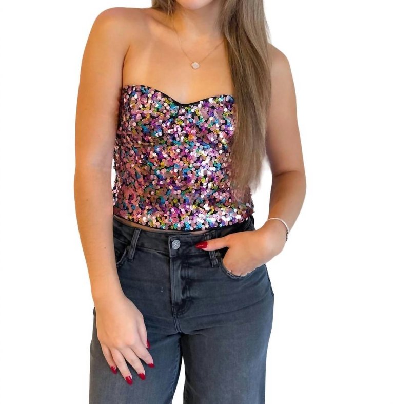 Starry Night Sequin Tube Top In Mauve - Mauve