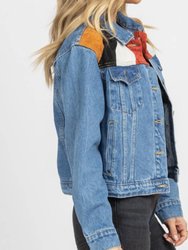 Suede Patch Relaxed Denim Jacket