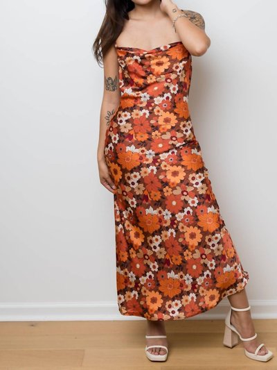 LE LIS The Groovy Baby Satin Maxi Dress In Rust Floral product