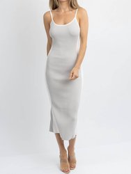 Whipped Knit Contrast Midi Dress - Grey/Ivory