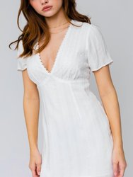 White Short Sleeve Mini Dress