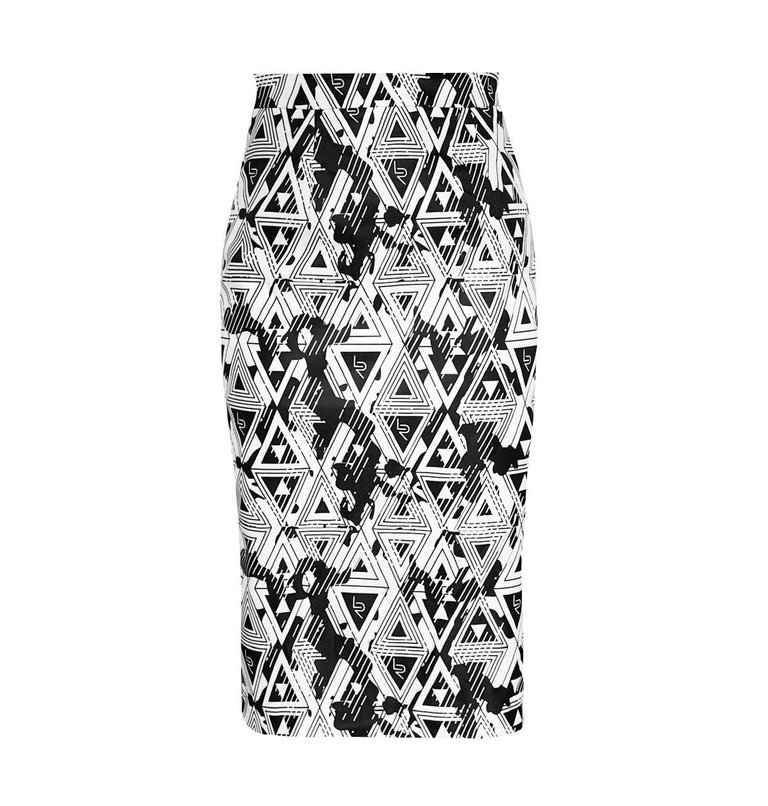 Amour Geometric Pencil Skirt - Black/White