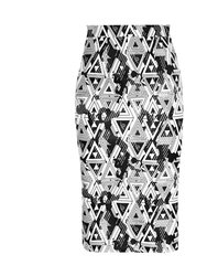 Amour Geometric Pencil Skirt - Black/White