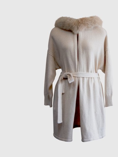 Le Réussi Cashmere Wrap Cardigan With Fox Fur product