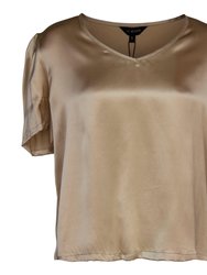 Champagne V-Neck Blouse