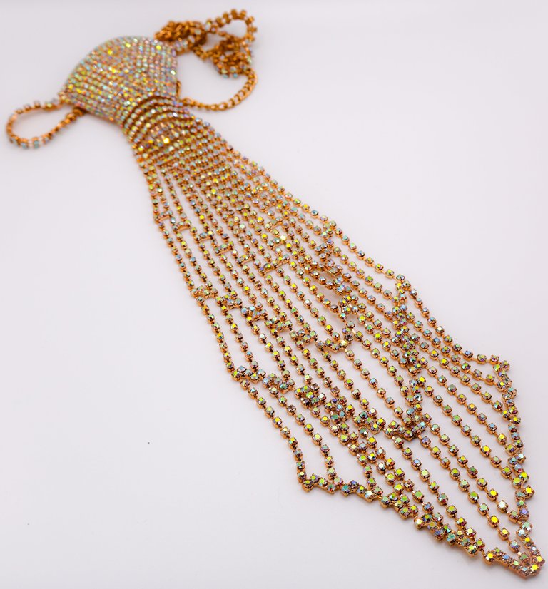 Dapper Adorned Tie Necklace - Gold