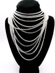 Diamond Cascade Statement Necklace - Silver