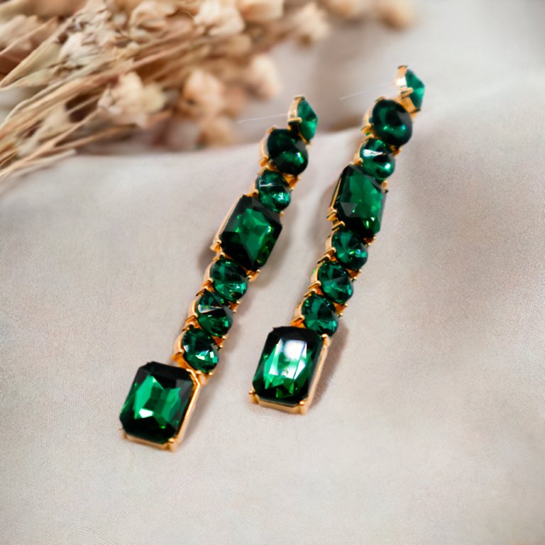 Emerald Cascade Earrings - Emerald