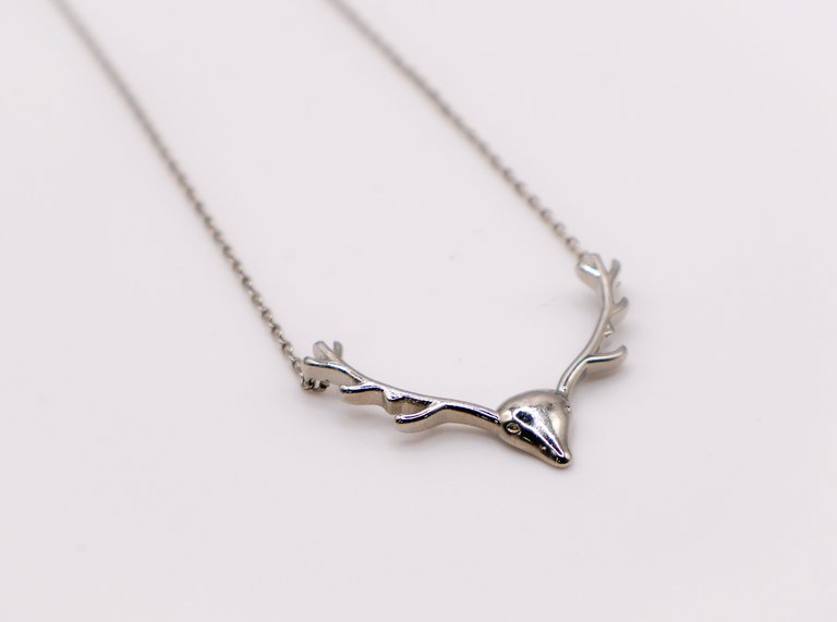 Enchanted Antler Charm Necklace - Silver
