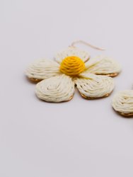 Golden Blooms Straw Earrings - White/Yellow