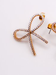 Golden Bow Tie Sparkle Earrings - Golden