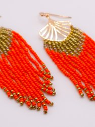 Golden Leaves Earrings - Orange