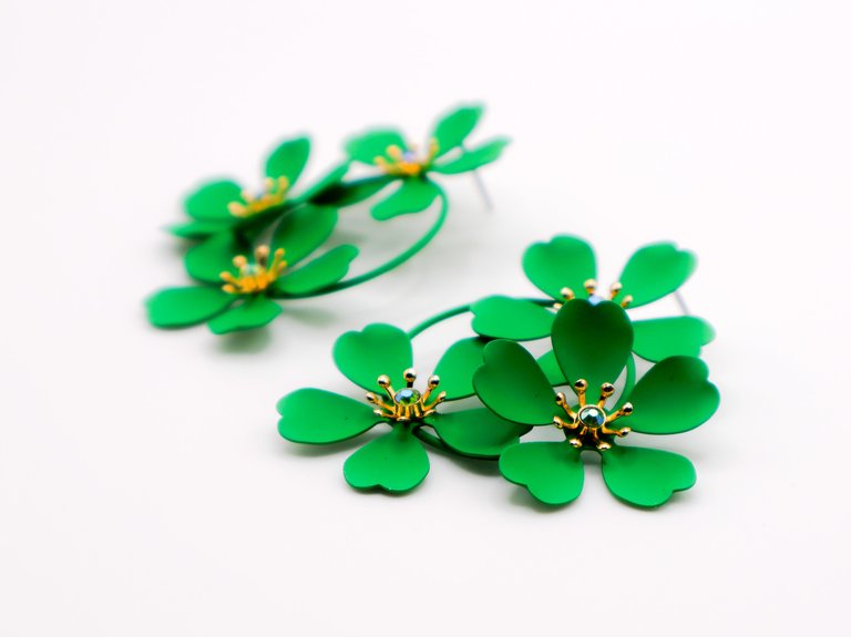 Green Blooms Earrings - Green
