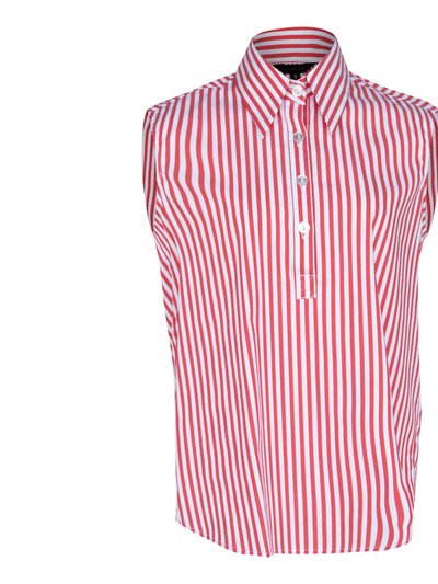 Le Réussi Italian Cotton Stripe Red Sleeveless Top product