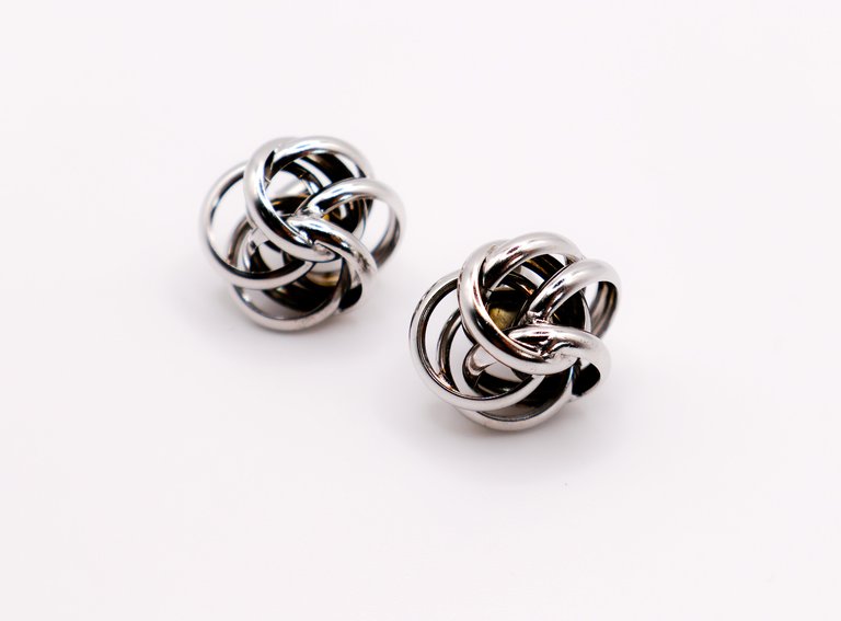 Italian Silver Floral Earrings - Silver