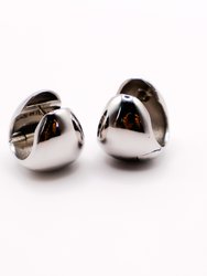 Italian Silver Peanut-Shaped Earrings - Silver