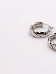 Italian Twirl Silver Hoop Earrings - Silver