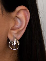 Italian Twisted Duo Silver Hoop Earrings