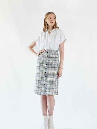 Le Réussi Luxe Plaid Tweed Pencil Skirt product