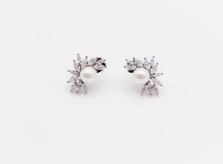 Pearlescent Blossom Earrings - Silver