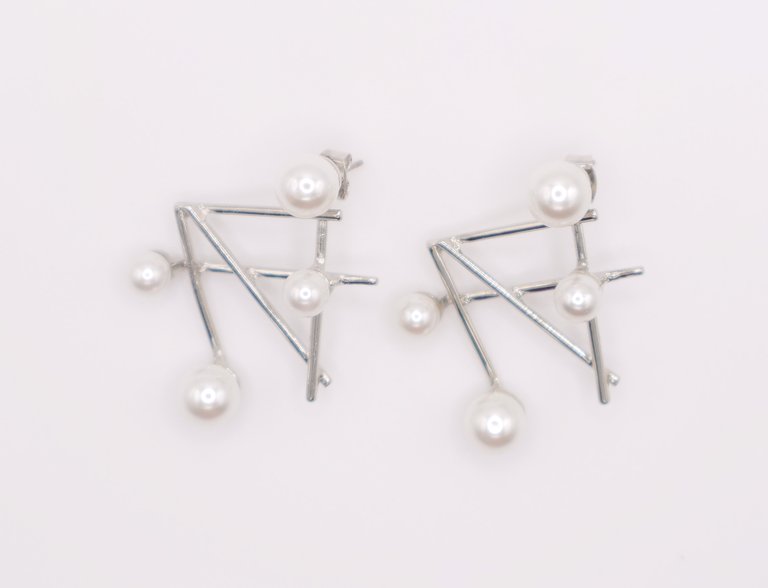 Pearlescent Futurista Earrings - White Gold