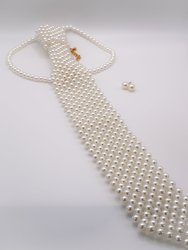 Pearly Chic Tie And Earrings Set