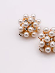 Pearly Floral Elegance Clip-On Earrings