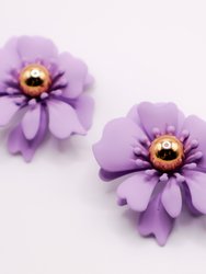 Purple Petal Glisten Earrings - Purple