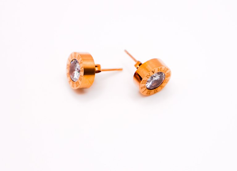 Rosy Luminary Round Earrings - Rose Gold