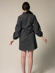 The Black Floral Shirt Dress In Italian Cotton With Oversized Sleeves
