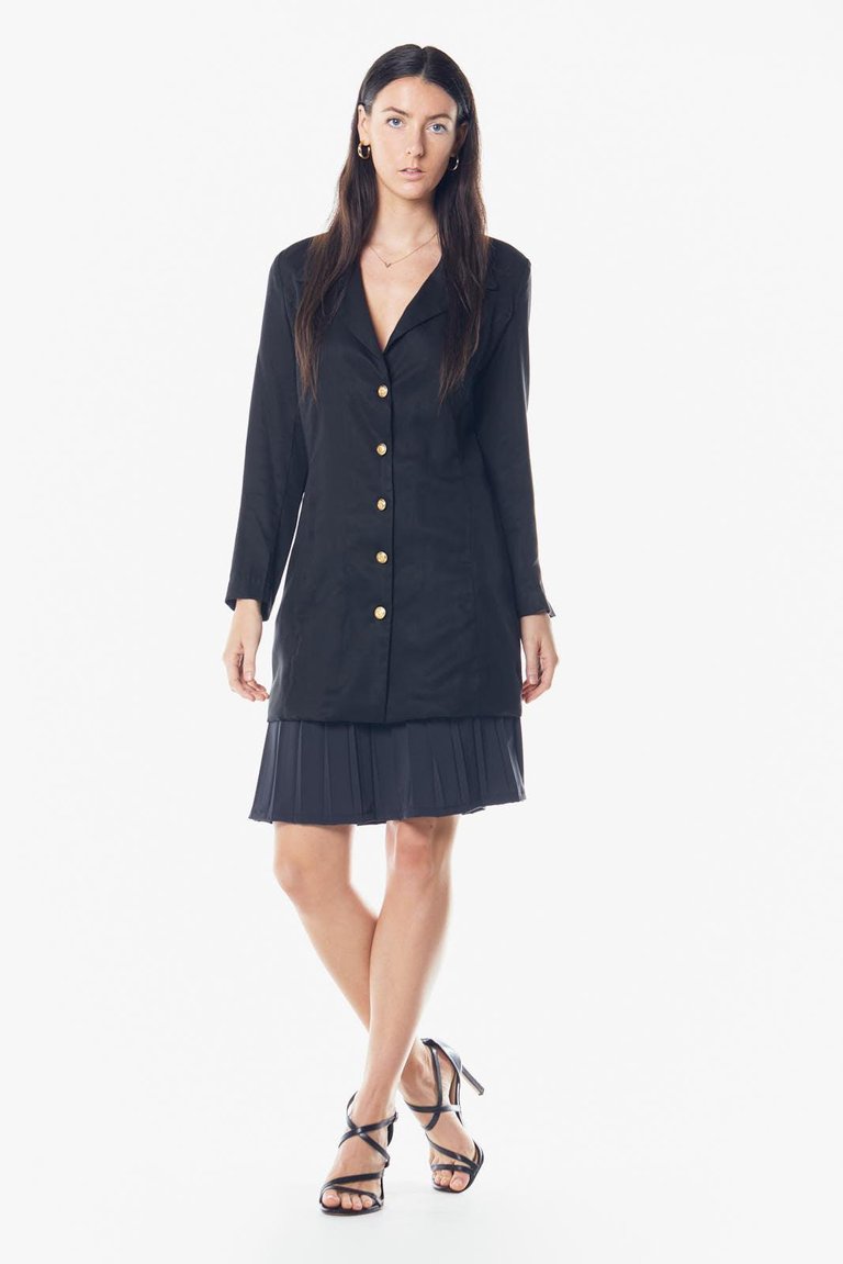 The Grace Long Blazer Dress In Black - Black