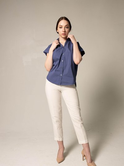 Le Réussi Women's Gather Collar Shirt In Navy product