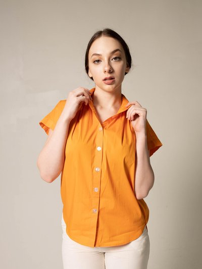 Le Réussi Women's Gather Collar Shirt In Orange product