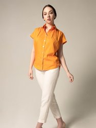 Women's Gather Collar Shirt In Orange