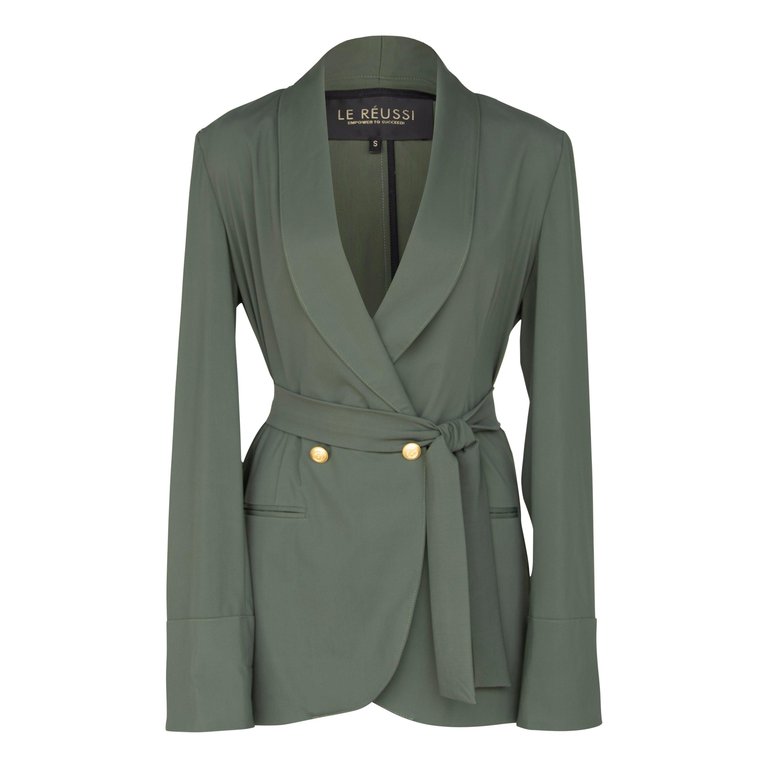 Women's Olive Blazer With Front Buttons - Olive