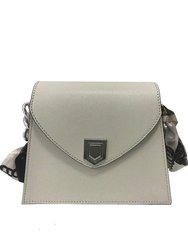 Chain Handle Mini Handbag - Removable Scarf - Beige