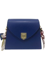 Chain Handle Mini Handbag - Removable Scarf - Electric Blue