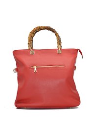 Medium Tote - Bamboo Handles - Red