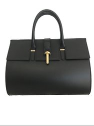 Top Handle Cylinder Shaped Handbag - Black