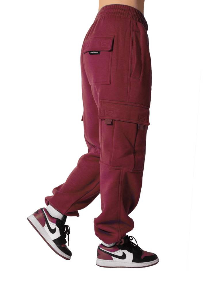 Burgundy Cargo Sweatpants - Burgundy