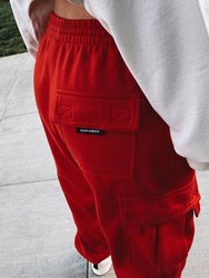 Red Cargo Sweatpants - Red