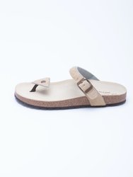 Women's Iris Slide Sandal Black Leather - Beige