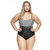 Coloured Strapless Swimsuit - Black and Silver Stripe